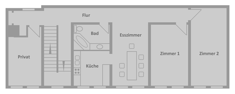 Grundriss untere Etage